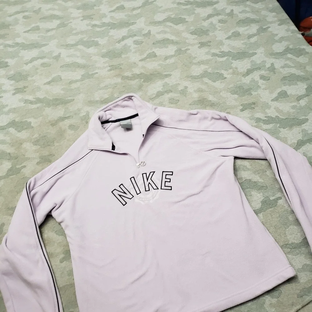Vintage Nike Top Womens Large Purple Long Sleeve Silver Tag Quarter Zip